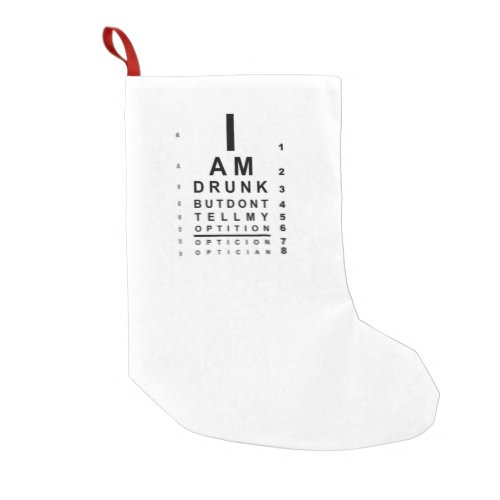 Blurry drunk eye chart small christmas stocking