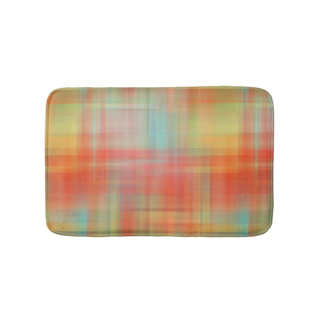 Blurry Plaid Colorful Custom Small Bath Mat (Front)