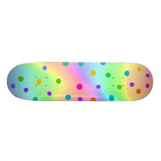 Blurry Rainbow Wavy Stripy Design with Dots Skateboard