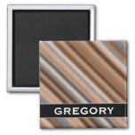 [ Thumbnail: Blurry Rustic Inspired Stripes Pattern + Name Magnet ]