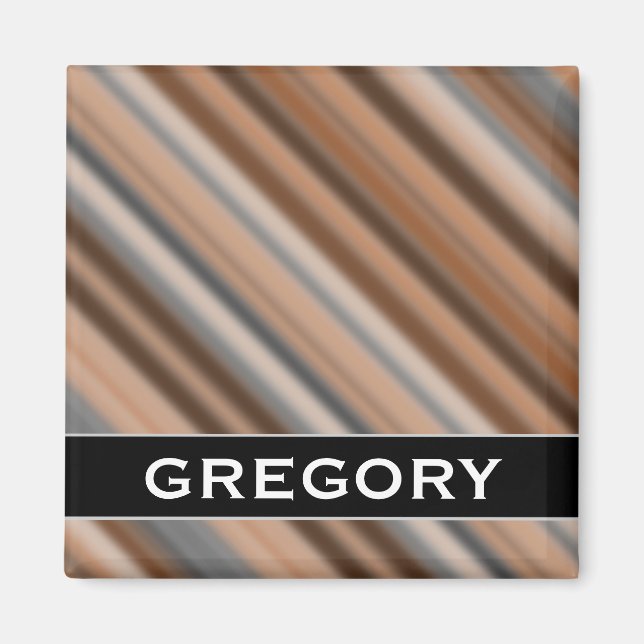 Blurry Rustic Inspired Stripes Pattern + Name Magnet (Front)