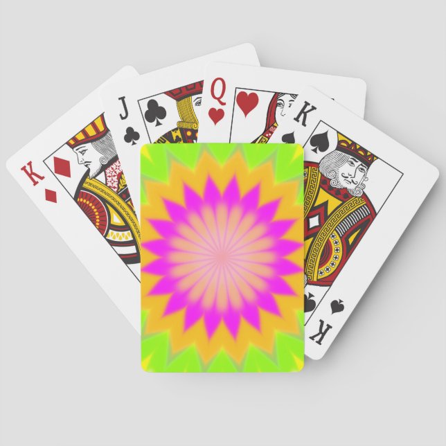 Blurry Vibrant Bursting Flower-Like Pattern Poker Cards (Back)