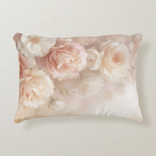 Blush 3 D Watercolor Roses Accent Pillow