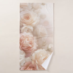 Blush 3 D Watercolor Roses Bath Towel