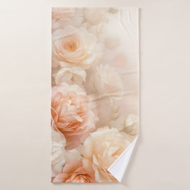 Blush 3 D Watercolor Roses Bath Towel (Bath Towel)