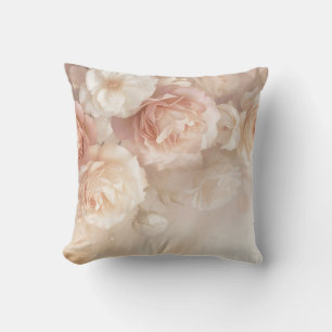 Blush 3 D Watercolor Roses Throw Pillow