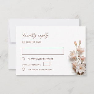 Blush 3D Boho Flowers Wedding RSVP Card