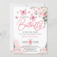 Blush A Little Butterfly is on The Way Baby Shower Invitation