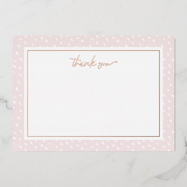 Blush Abstract Dots Thank You Foil Note Card (Front)