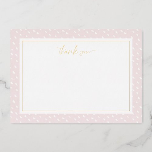 Blush Abstract Dots Thank You Foil Note Card