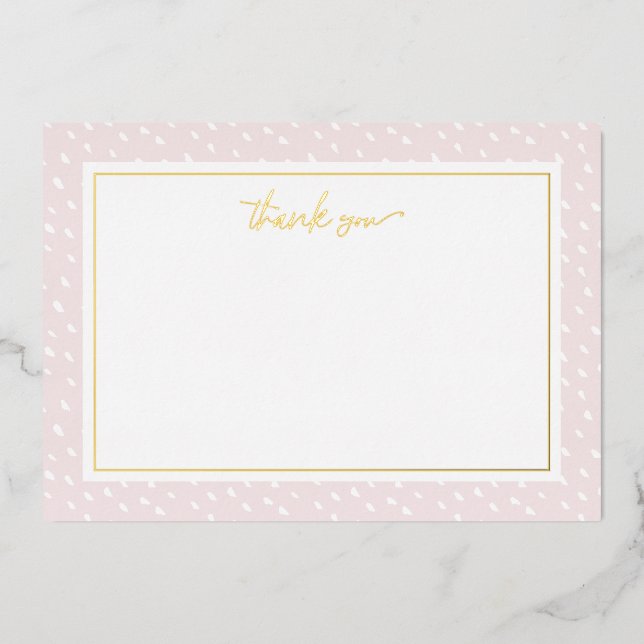 Blush Abstract Dots Thank You Foil Note Card (Front)