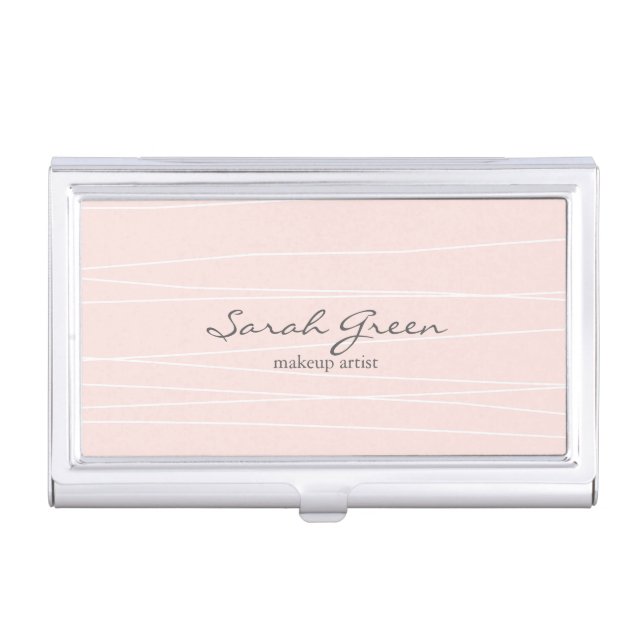Blush Abstract | Monogram business card holder (Front)