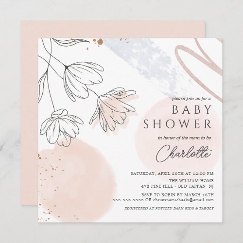 Blush Abstract Shapes Baby Shower Invitation