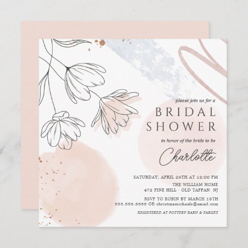 Blush Abstract Shapes Bridal Shower Invitation