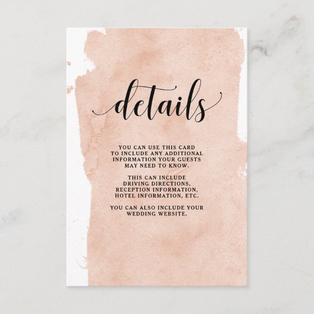 Blush Abstract Stripes | Wedding Guest Details Enclosure Card (Front)