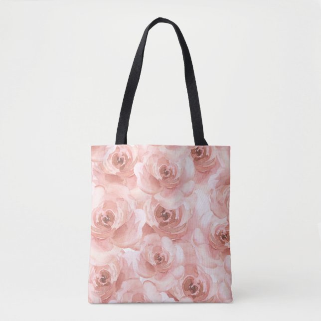 Blush Abstract Watercolor Rose Elegant Pretty Tote Bag (Front)