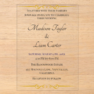 Blush Acrylic Wedding Invitation Simple