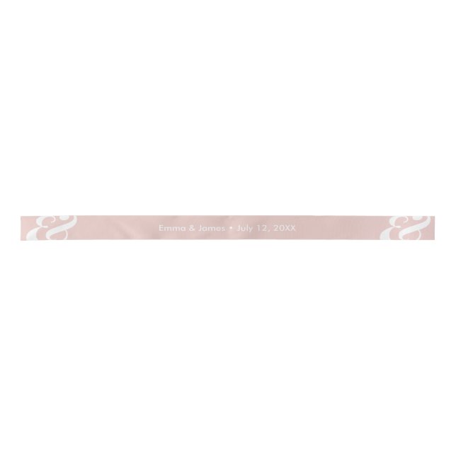 Blush Ampersand Wedding Ribbon | Names & Date (Front)