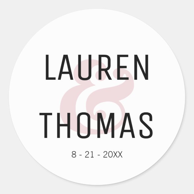 Blush and Black Ampersand Wedding Sticker (Front)