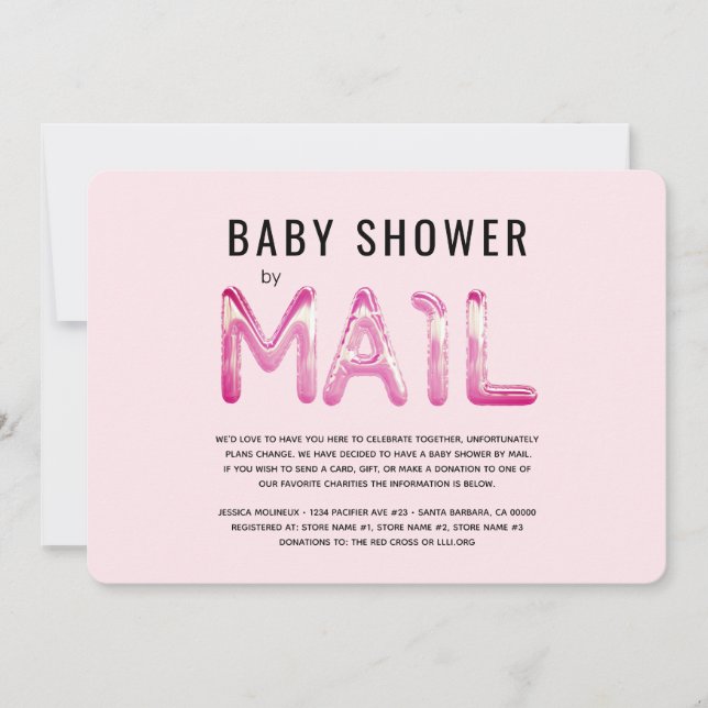 Blush and Black Baby Shower by Mail Invitation (Front)