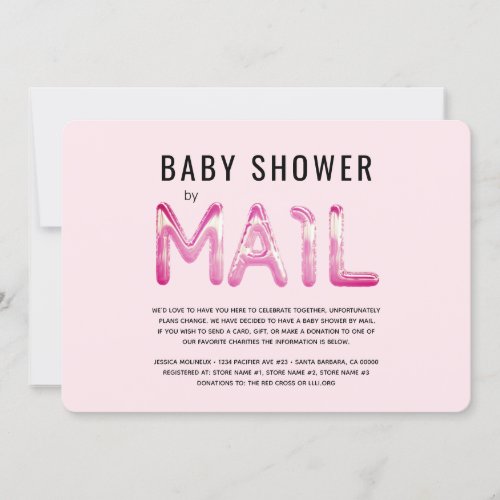 Blush and Black Baby Shower by Mail Invitation