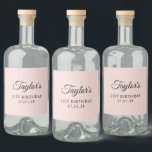 Blush and Black Elegant Script 21st Birthday Liquor Bottle Label<br><div class="desc">Create your own modern minimalist 21st birthday liquor bottle labels.
A classic elegant calligraphy paired with an all caps serif font.
Customize the pale blush pink background or black font styles to create your own for her special celebration.</div>