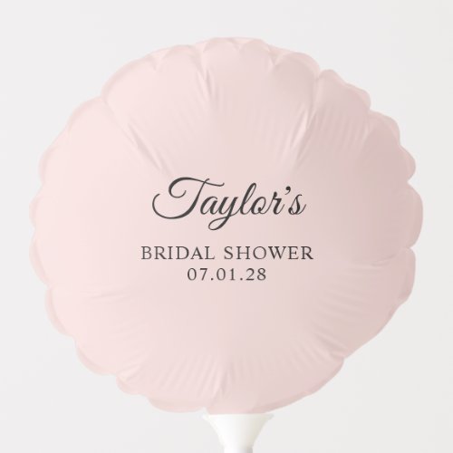 Blush and Black Elegant Script Bridal Shower Balloon