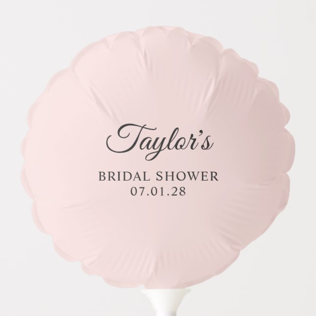 Blush and Black Elegant Script Bridal Shower Balloon (Front)