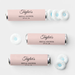 Blush and Black Elegant Script Bridal Shower Breath Savers® Mints