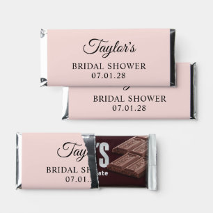 Blush and Black Elegant Script Bridal Shower Hershey Bar Favors