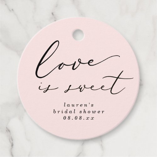 Blush and Black Love is Sweet Bridal Shower  Favor Tags