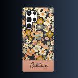 Blush and Bloom  Samsung Galaxy S22 Ultra Case<br><div class="desc">Samsung Case: Add a touch of bohemian elegance to your Samsung device with this stunning Vintage Boho Floral case. Featuring vibrant abstract florals on a pale black background, this protective yet slim case offers style and durability. Personalize it with your name in a beautiful handwritten font on a pink banner...</div>