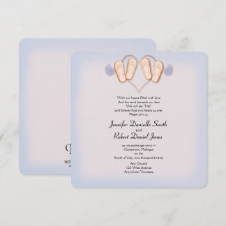 Blush and Blue Flip Flops Beach Wedding Invitation