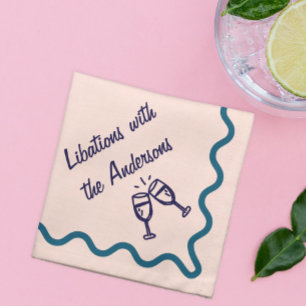 Blush and Blues Cocktail Home Bar Custom Cloth Napkin