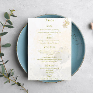 Blush and botanical leaves menu card