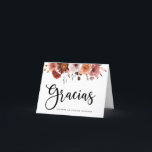 Blush and Burgundy Floral Quinceanera Gracias Card<br><div class="desc">Exquisite watercolor floral thank you notes let you express your gratitude and appreciating with style. Thank you note in Spanish with "Gracias" in modern hand written Script typography. Also available in English. Add your own message and name(s) inside or delete to leave blank inside. Graceful floral border on the front...</div>