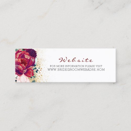 Blush and Burgundy Red Floral Wedding Mini Business Card