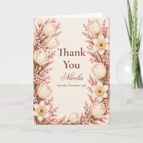 Blush and Champagne Bridal Shower Thank You Card
