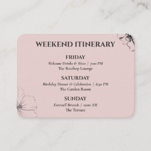 Blush and Charcoal Floral 30th Birthday Itinerary Enclosure Card