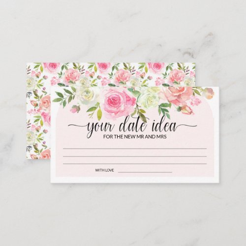 Blush and Cream Date night idea Enclosure Card