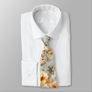 Blush and cream floral pattern neck tie
