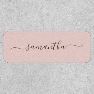 Blush and Dark Brown Elegant Swash Signature Name Patch