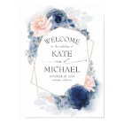 Blush and Dusty Blue Floral Wedding Welcome Poster