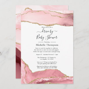 Blush and Gold Agate Drive By Shower Invitation