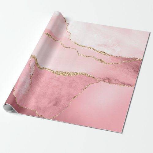 Blush and Gold Agate Wrapping Paper
