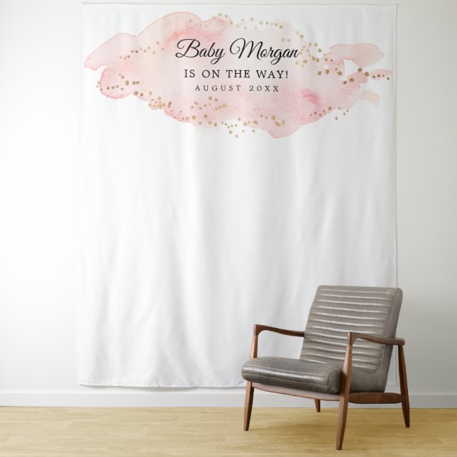 Blush and Gold Baby Shower Backdrop Photo Prop (In Situ)