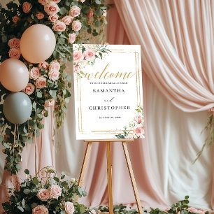 Blush and gold boho rehearsal dinner welcome  foam foam board