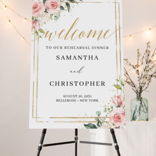 Blush and gold boho rehearsal dinner welcome  foam foam board