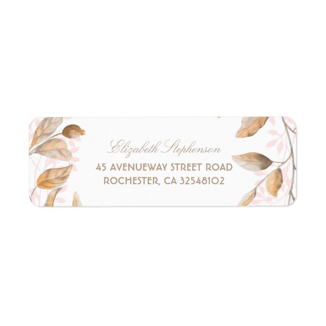 Blush and Gold Branches Vintage Wedding Label (Front)