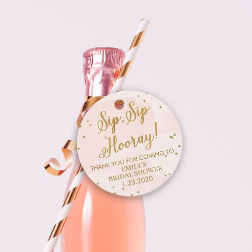blush and gold bridal shower favor tags
